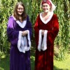 purple and red medi dresses